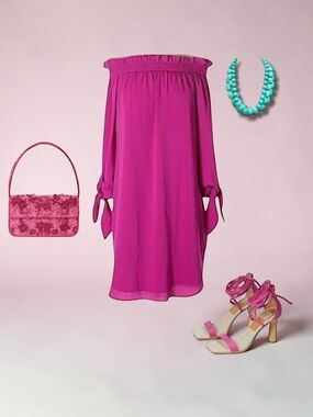 Vince Camuto Off Shoulder Orchid Pink Dress Size 4